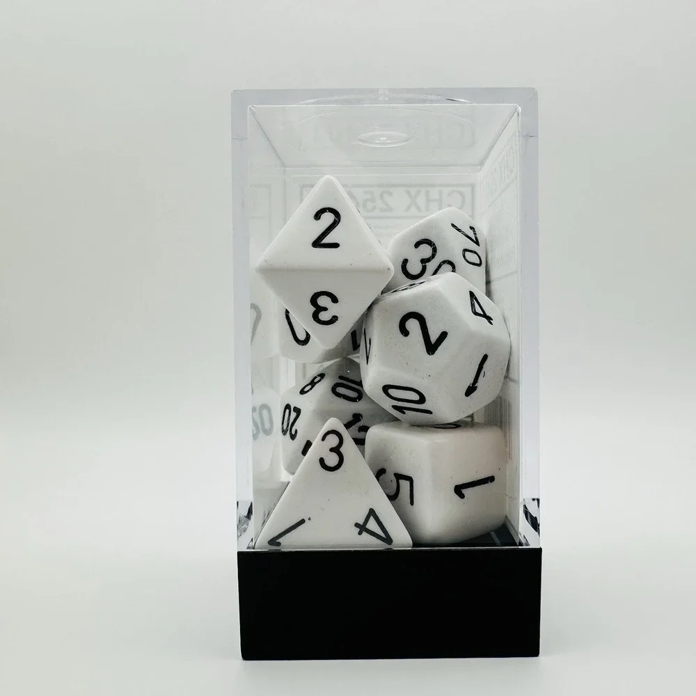 Chessex Opaque White/Black Polyhedral 7-Die Set‎ D&D New